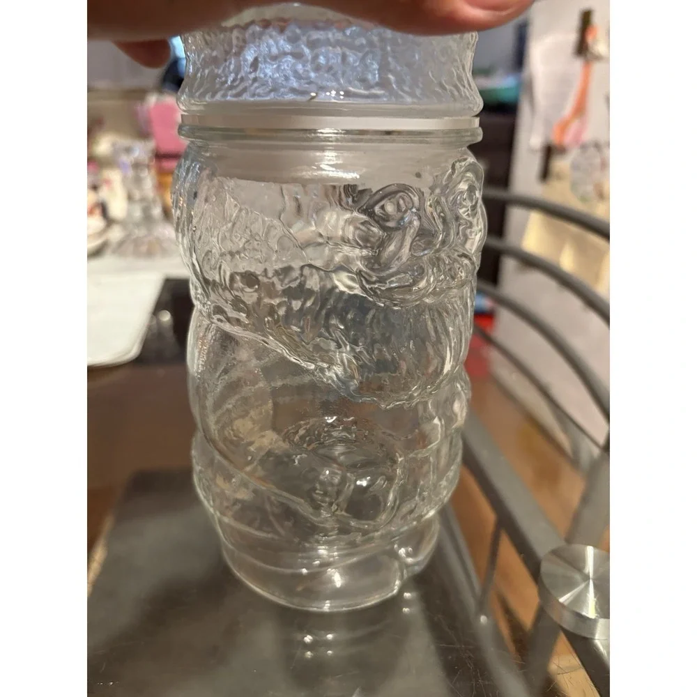 Vtg Clear Glass Santa Claus Holiday Cookie Jar Canister Container Made in Canada